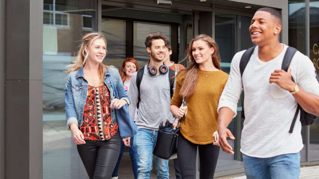 Senior Students walking on campus